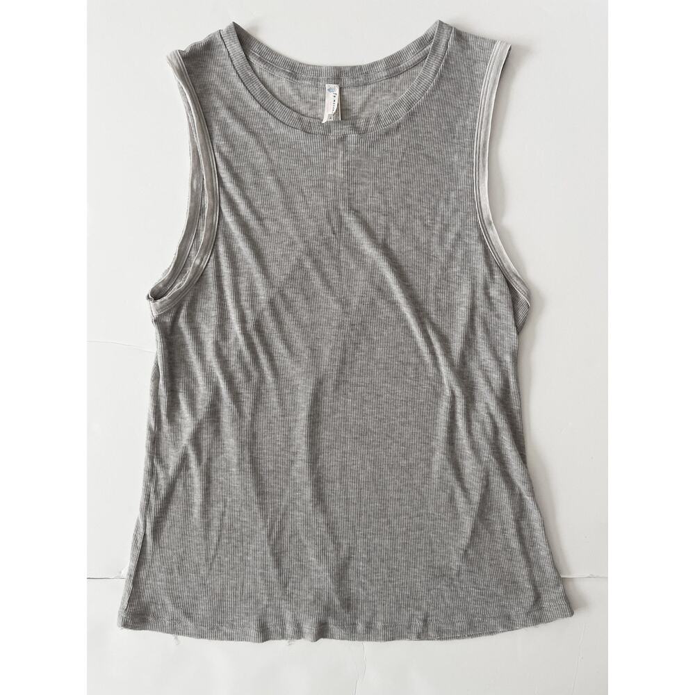 FP Movement Tank Top Womens L Gray Ribbed Crew Neck Sleeveless Jersey Yoga